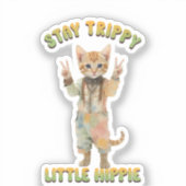 Orange Tabby Cat Boho Stay Trippy Little Hippie  Sticker (Voorkant)