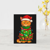 Orange Tabby Cat Christmas Lights Funny Santa Holi Kaart (Gele Bloem)