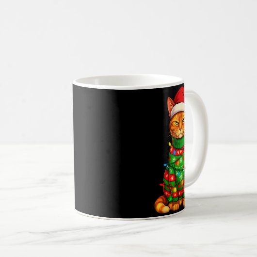 Orange Tabby Cat Christmas Lights Funny Santa Holi Koffiemok (Voorkant rechts)