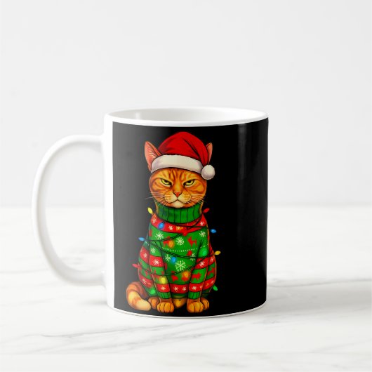Orange Tabby Cat Christmas Lights Funny Santa Holi Koffiemok (Links)