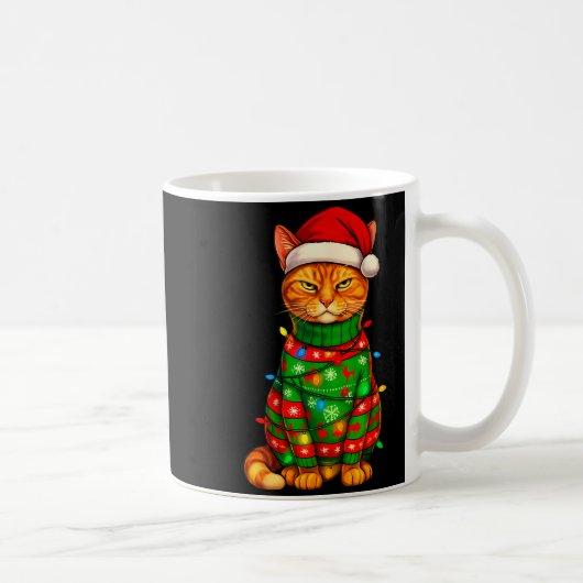 Orange Tabby Cat Christmas Lights Funny Santa Holi Koffiemok (Rechts)