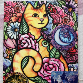 Orange Tabby Cat Flower Garden Feestdagenkaart