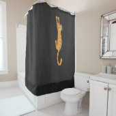  Orange Tabby Cat Hanging On | Funny Striped Cat Douchegordijn (In situ)