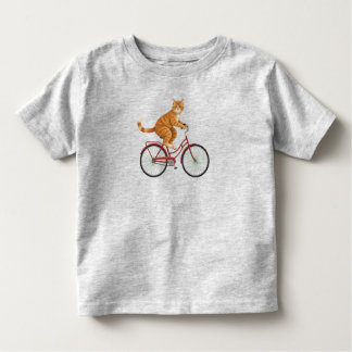 Orange Tabby Cat on a Bicycle - Vintage Embroidery Kinder Shirts