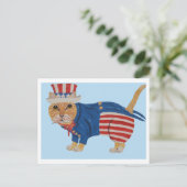 Orange Tabby Cat Uncle Sam Aankondigingskaart (Staand voorkant)