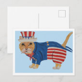 Orange Tabby Cat Uncle Sam Aankondigingskaart (Voorkant / Achterkant)