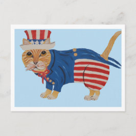 Orange Tabby Cat Uncle Sam Aankondigingskaart