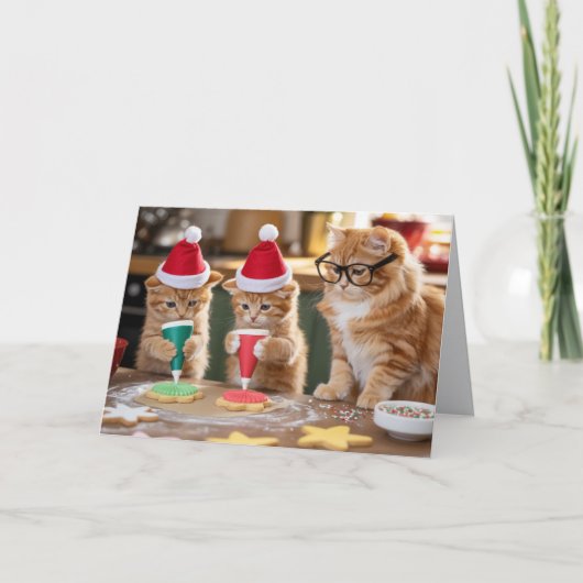 Orange Tabby Christmas Cookies  Card Kaart (Voorkant)