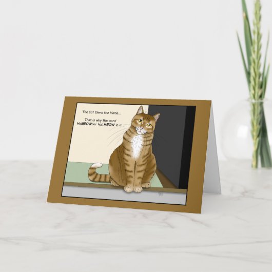 Orange Tabby Homeowner Funny Cat Kaart (Voorkant)