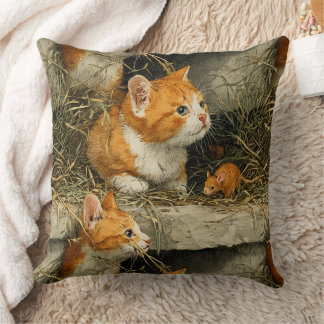 Orange Tabby Kittens Hunt For Mice Kussen