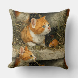 Orange Tabby Kittens Hunt For Mice Kussen
