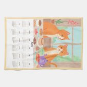 Orange Tabby Tea Party Kitchen Towel Calendar Theedoek (Horizontaal)