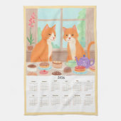 Orange Tabby Tea Party Kitchen Towel Calendar Theedoek (Verticaal)