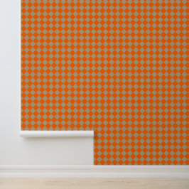 Orange Taupe Checker Diamond Pattern Behang