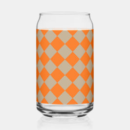 Orange Taupe Checker Diamond Pattern Blikvorm Glas