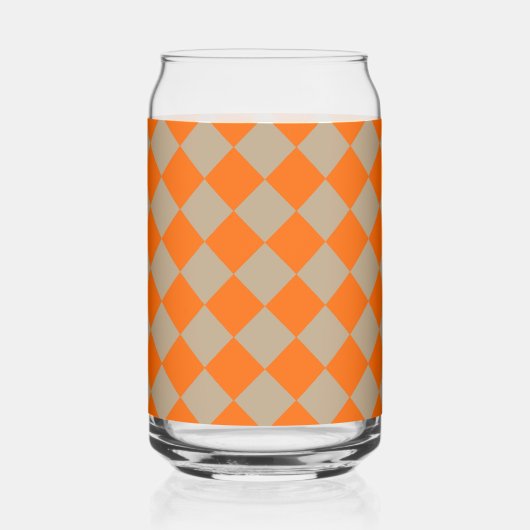 Orange Taupe Checker Diamond Pattern Blikvorm Glas (Voorkant)