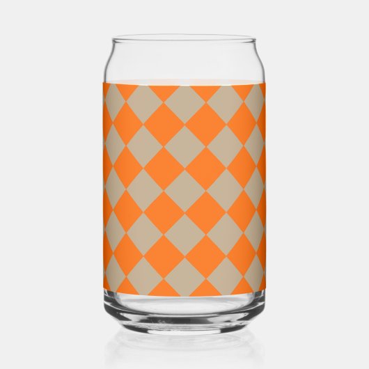 Orange Taupe Checker Diamond Pattern Blikvorm Glas (Rechts)