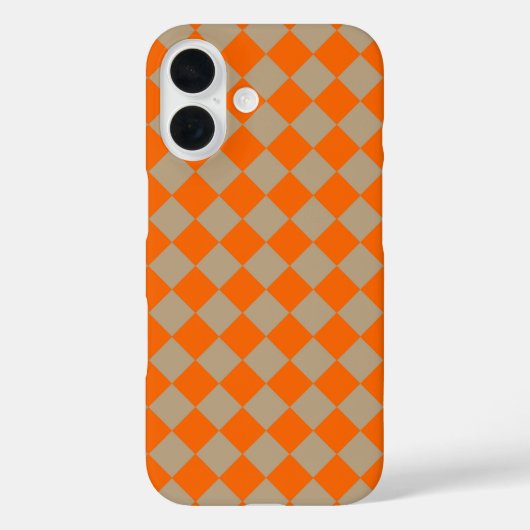Orange Taupe Checker Diamond Pattern Case-Mate iPhone Case (Achterkant)
