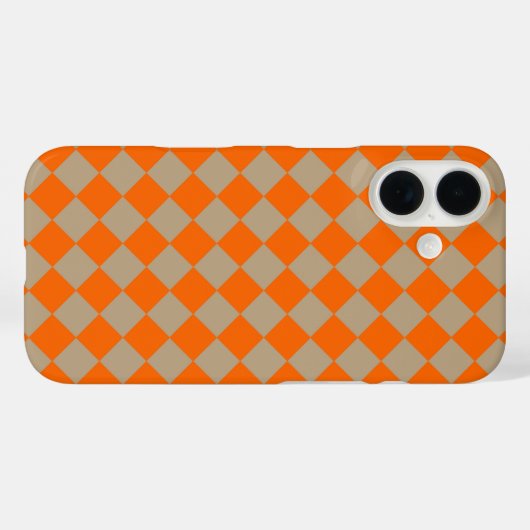 Orange Taupe Checker Diamond Pattern Case-Mate iPhone Case (Achterkant (horizontaal))