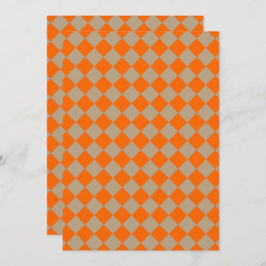 Orange Taupe Checker Diamond Pattern Kaart (Voorkant / Achterkant)