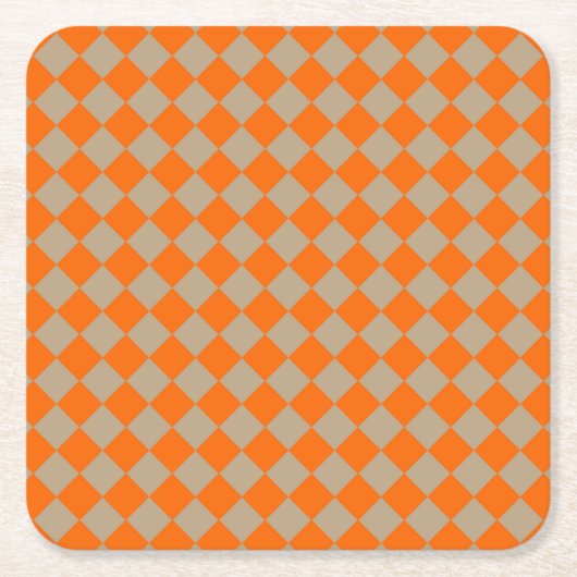 Orange Taupe Checker Diamond Pattern Kartonnen Onderzetters (Voorkant)