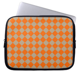 Orange Taupe Checker Diamond Pattern Laptop Sleeve