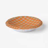 Orange Taupe Checker Diamond Pattern Papieren Kommen (Gebogen)