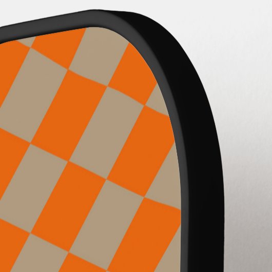 Orange Taupe Checker Diamond Pattern Pickleball Paddle (Links Detail)
