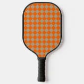 Orange Taupe Checker Diamond Pattern Pickleball Paddle (Achterkant)