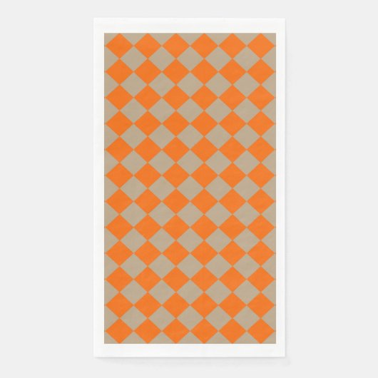 Orange Taupe Checker Diamond Pattern Servet (Voorkant)