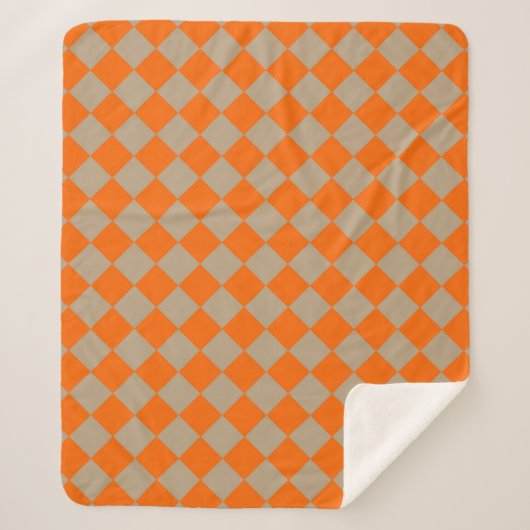 Orange Taupe Checker Diamond Pattern Sherpa Deken (Voorkant)