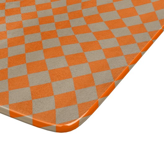 Orange Taupe Checker Diamond Pattern Snijplank (Hoek)