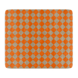 Orange Taupe Checker Diamond Pattern Snijplank