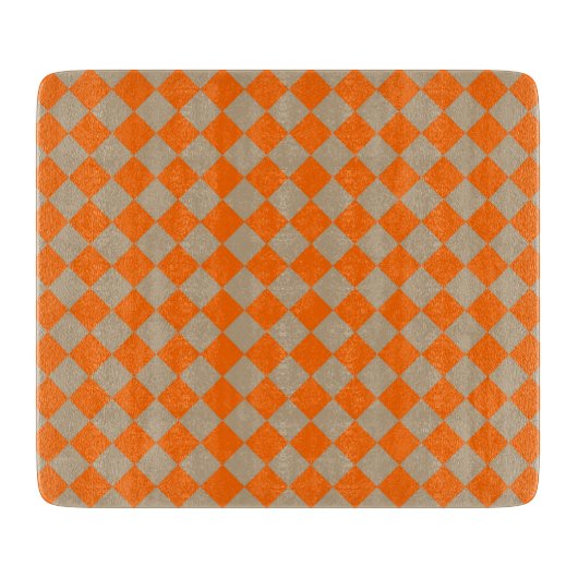 Orange Taupe Checker Diamond Pattern Snijplank (Voorkant)