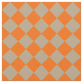 Orange Taupe Checker Diamond Pattern Stof (Close Up)