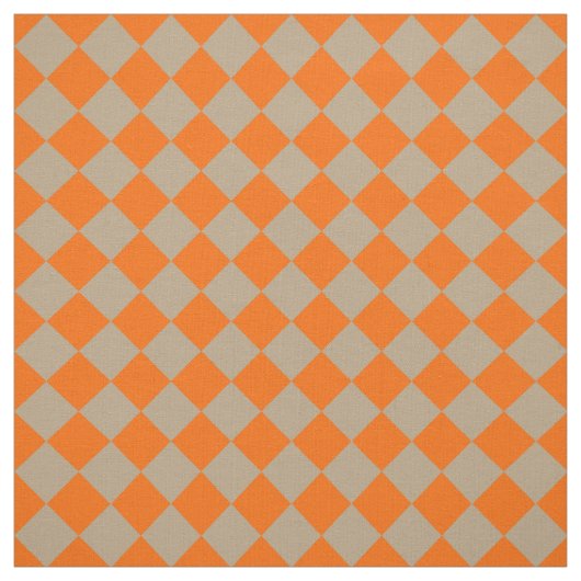 Orange Taupe Checker Diamond Pattern Stof (Swatch)