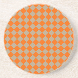 Orange Taupe Checker Diamond Pattern Zandsteen Onderzetter