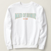 Orange + Teal Faux Glitter Varsity MAID OF HONOR  Trui (Design voorkant)