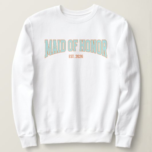 Orange + Teal Faux Glitter Varsity MAID OF HONOR  Trui (Design voorkant)