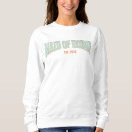 Orange + Teal Faux Glitter Varsity MAID OF HONOR  Trui