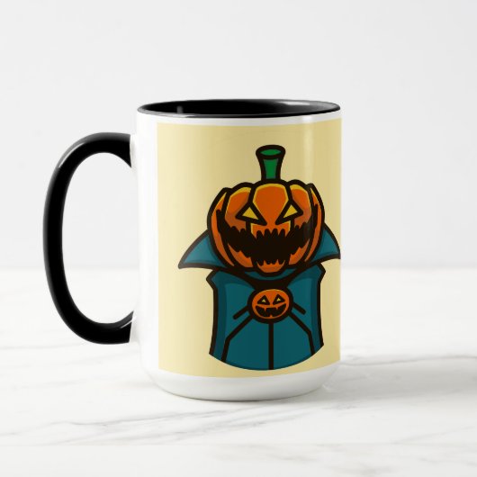Orange Teal Flat Design Pumpkin Vampire Halloween  Mok (Links)