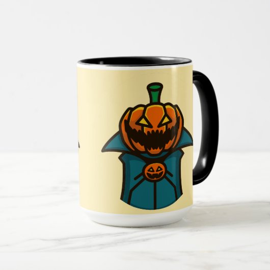 Orange Teal Flat Design Pumpkin Vampire Halloween  Mok (Voorkant rechts)