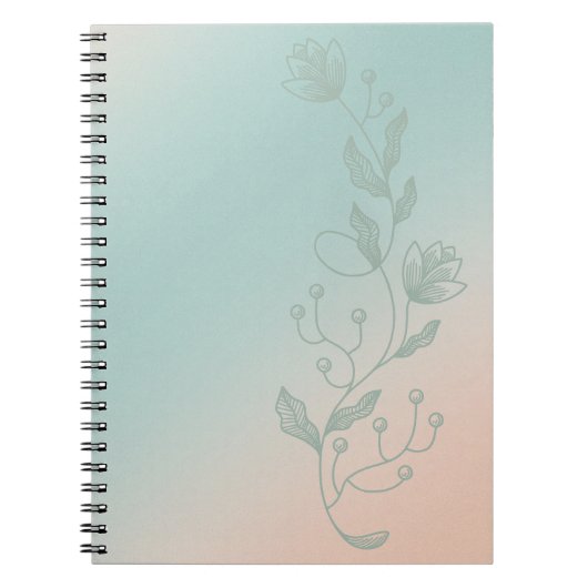 Orange & Teal Ombre Notebook Vibrant Floral Accent Notitieboek (Voorkant)