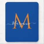 Orange & teal Personalized Monogram Blue Recipes Muismat<br><div class="desc">This mousepad features an elegant monogram font in white with your name overlaid in modern script typography. When you enter the name leave the two boxes on either side of your name to maintain the design feature. This binder is deel van een gierly mongram series.</div>