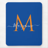 Orange & teal Personalized Monogram Blue Recipes Muismat (Voorkant)
