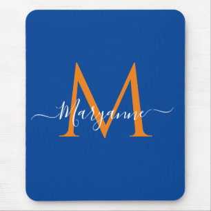Orange & teal Personalized Monogram Blue Recipes Muismat