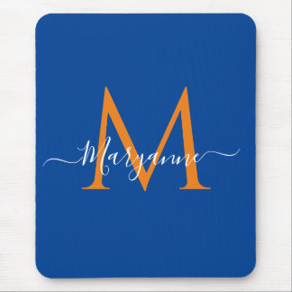 Orange & teal Personalized Monogram Blue Recipes Muismat