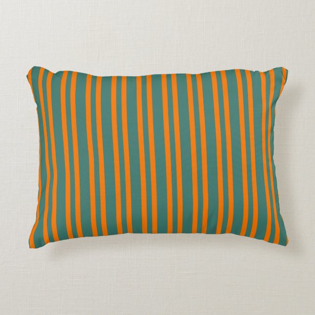 Orange Teal Stripes Seamless Pattern Accent Kussen (Voorkant)