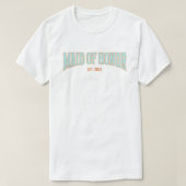Orange + Teal Varsity Faux Glitter MAID OF HONOR  T-shirt (Design voorkant)