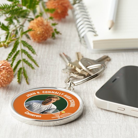 Orange Tennis Player Photo Commemorative Gift Sleutelhanger (Zijkant)